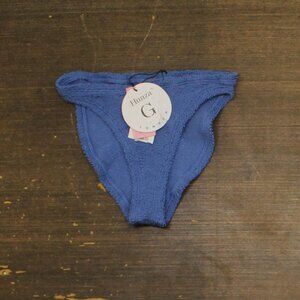 NEW Hunza G Womens Phoebe Crinkle Bikini Bottom Denim Blue One Size
